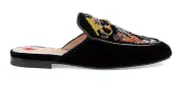 Gucci Princetown Black Velvet Shooting Star Slide Loafer Mule Slipper Flat 35