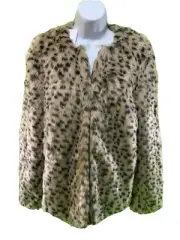 Dorothy Perkins Leopard Print Curved Edge To Edge Faux Fur Coat Size 8 New