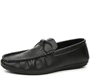 [QEEFXLQI] Men's Leather Shoes Men's Leather Slip On Shoes, Loafers for Men, Breathable Fashion Shoes with Soft Sole