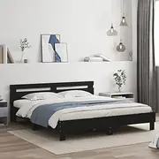 Black King Size Bed Frame, 183x203 cm, Durable Wood Support Slats for Bedroom, No Mattress Included