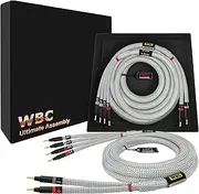 WORLDS BEST CABLES 25 Foot Ultimate - 9 AWG - Ultra-Pure OFC - Premium Audiophile HiFi Bi-Wire Speaker Cable Pair with Eminence Gold Banana Plugs & Silver Tweed Jacket