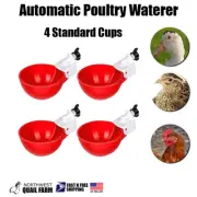 4PCS Automatic Water Cups Poultry Drinker Waterer Chicken Duck Quail Drinking US