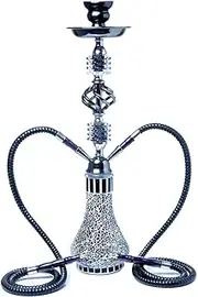 Shisha Set Glass Shisha Hookah 2 Hose Luxury Modern Hookah Narghile Pipe with Silicone Pipe Bowl Tong (Color : Black)