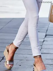 Sosandar Gold Leather High Wedge Ankle Strap Espadrille Sandals (339938) | $173