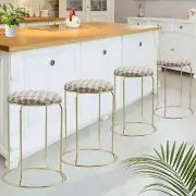 Kings Brand Set of 4 Stackable 18" Stools, Dining Chairs Checker White