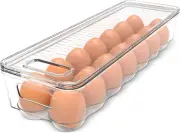 Egg Container with Lid and Handle for Refrigerator - Pack of 1 - Clear Stackable