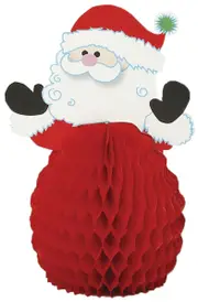 Christmas Xmas Party 4x Mini Santa Claus Honeycomb Centrepiece Table Decorations