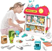 Pet Vet Toys Doctor Kit for Kids, Pet Care Playset Hospital Play Set Doctor Pretend Play Vet Clinic Pet Vet Grooming Toys Gifts for Girls Boys Toddler 3-8 Years Old