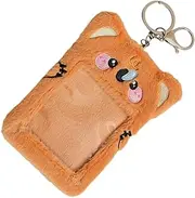 PLAFOPE Cartoon Frog Plush Card Sleeve Transparent Id Holder for Students Lightweight Card Protector Keychain for Office Security and Teacher Use