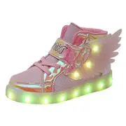Nevenka Kids Light up Shoes LED High Top Wings Sneakers-Pink
