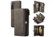 For Samsung Galaxy S22+ Plus Case Detachable Wallet Folio PU Leather Cover, Brown