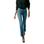 Spanx Denim Cropped Kick Flare In Vintage Indigo Size 1X Petite