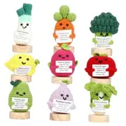 Positive Crochet Doll Gift Set, 9Pcs Emotional Support Set With Wood Base
