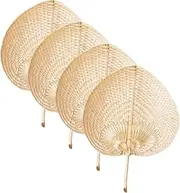 GETAJGHSD 4pcs Bamboo Fan Woven Summer Fan Rustic Decorative Fans Summer Handheld Fans Handmade Fan Rustic Wedding Fans Rustic Fans Handheld Bamboo Woven Fan Summer Woven Fan