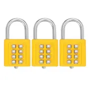 3Pcs Push Button Combination Padlock 8-Digit 4-Position Lock Yellow