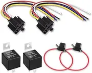 Automotive 5-Pin 30/40A 12V SPDT Relays with Interlocking Relay Sockets and in-Line ATC Fuse Holders