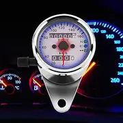 SustVita Digital Motorcycle Speedometer Gauge, Universal Motorcycle Handlebar Speedometer Odometer Indicator for Cafe Racer with Backlight (Silver)