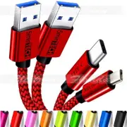 2 PACK [MIcro USB + Type C] Nylon Braided USB Data Sync Charging Cable