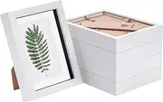 Nicola Spring 5 Piece 5 x 7" 3D Shadow Box Photo Frame Set - Craft Display Picture Frame with 4 x 6" Mount - Glass Aperture - White/White