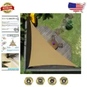 Heavy Duty 14' x 14' Triangle Sun Shade Sail - 95% UV Protection in Sand Beige