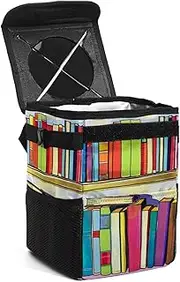 Car Trash Can with Lid,Bag Hanging Storage Pockets Leak-Proof,Portable Garbage Bin,Cartoon Book Shelf
