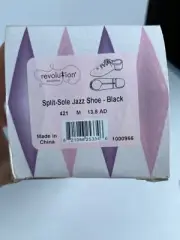 NIB Revolution Split Sole Tie Black Jazz Shoes #421M, Size 13.5A, Dance Shoe