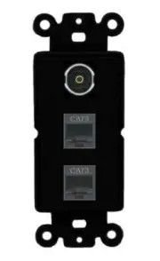 [3 Ports] 2 PHONE TOSLINK Rocker Wall Plate Black