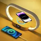 Bedroom Bedside Table Lamp 5 Colors Touch Control Wireless Charger with Clock