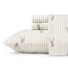 Deer Lodge 4-Piece Light Beige Graphic Flannel Full Sheet Set
