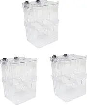 SUPVOX 3pcs Fish Breeding Box: Transparent Fish Isolation Box - Aquarium Hatchery Incubator Isolation Divider Hatching Tank with Suction Cups for Small Shrimp
