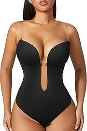 [Slimers] Women Shapewear Backless Body Bra Shaper Womens Plus Size Plunge Invishaper Low Back Thong Bodysuits Open Crotch Daily Use