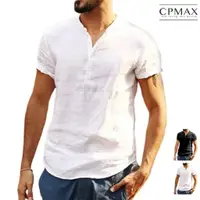 在飛比找樂天市場購物網優惠-CPMAX 麻棉短袖紳士襯衫 麻棉襯衫 短袖襯衫 男襯衫 立