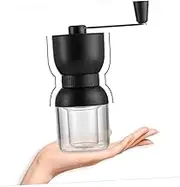 Zerodeko Manual Hand Crank Coffee Machine Bean Grinder 4 Levels Porcelain Core Acrylic Containers Perfect for Home Office