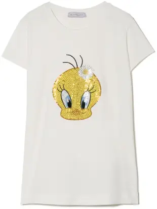 Tweety-rhinestone cotton T-shirt