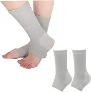 Bamboo Foot Sleeves,2 Pairs Ankle Compression Socks,Ankle Brace Compression Support Sleeve for Plantar Fasciitis, Arch Support, Foot & Ankle Swelling
