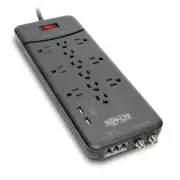 12 Outlet Surge Protector Power Strip with Dual USB 4320 Joules Home Office