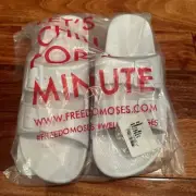 Freedom Moses Two Band Slide White Unisex Sandals Slides Men 11-12 Women 13-14