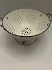 White Off White Enamel Ikea Colander Strainer Stainless Handles New With Tags