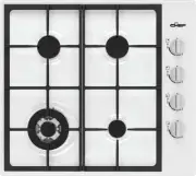 Chef 60cm White Enamel Gas Cooktop CHG644WC