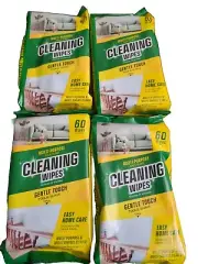 4pk MULTIPURPOSE CLEANING Wipes Gentle Touch 60 Wipes/ Pack-240 Total Wipes