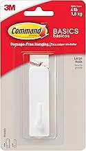 Command Adhesive Basic Wall Hook, White, Large