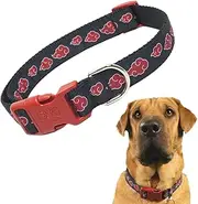 Akatsuki Anime Dog Collar for Large, Medium, Small Breeds, Puppy: Adjustable Naruto Dog Collar for Pets, Officially Licensed Naruto Akatsuki Cloak Inspired Pet Accessories & Gifts for Boy or Girl, LG
