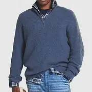 Men's Pullover Sweater Jumper Knit Sweater Ribbed Knit Regular Knitted Plain Quarter Zip Fashion Basic Daily Wear Date Clothing Apparel Fall Winter Black Red