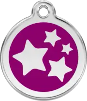 Red Dingo Stars Purple Tag - Lifetime Guarantee - Cat, Dog, Pet ID Tag Engraved