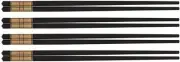 Alloy Chopsticks with Gold Trim 4 Pairs Set Black/Gold