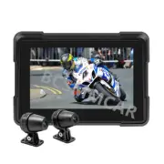 Portable Motorcycle GPS Navi BT For Apple CarPlay Dash Cam DVR Front Rear Camera