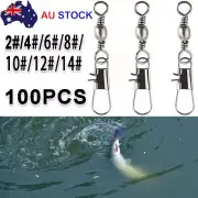 100pcs Rolling Barrel Swivel with Interlock Snap Tackle Connector Fishing Tools