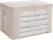 Large Capacity Clothes Storage Closet Organizer, Storage Containers For Sweater Sweaters, Coats, T-Shirts, Blankets Foldable Clothes Storage Bins Clear Window Sturdy Fabric With Handle (66L)