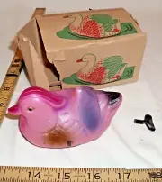 OCCUPIED JAPAN CELLULOID DUCK CLOCKWORK TIN WIND UP TOY WORKS BOXED