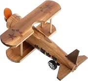 Kisangel Unique Vintage Wooden Airplane Model Decorative Home Office Decor Wooden Toy Plane